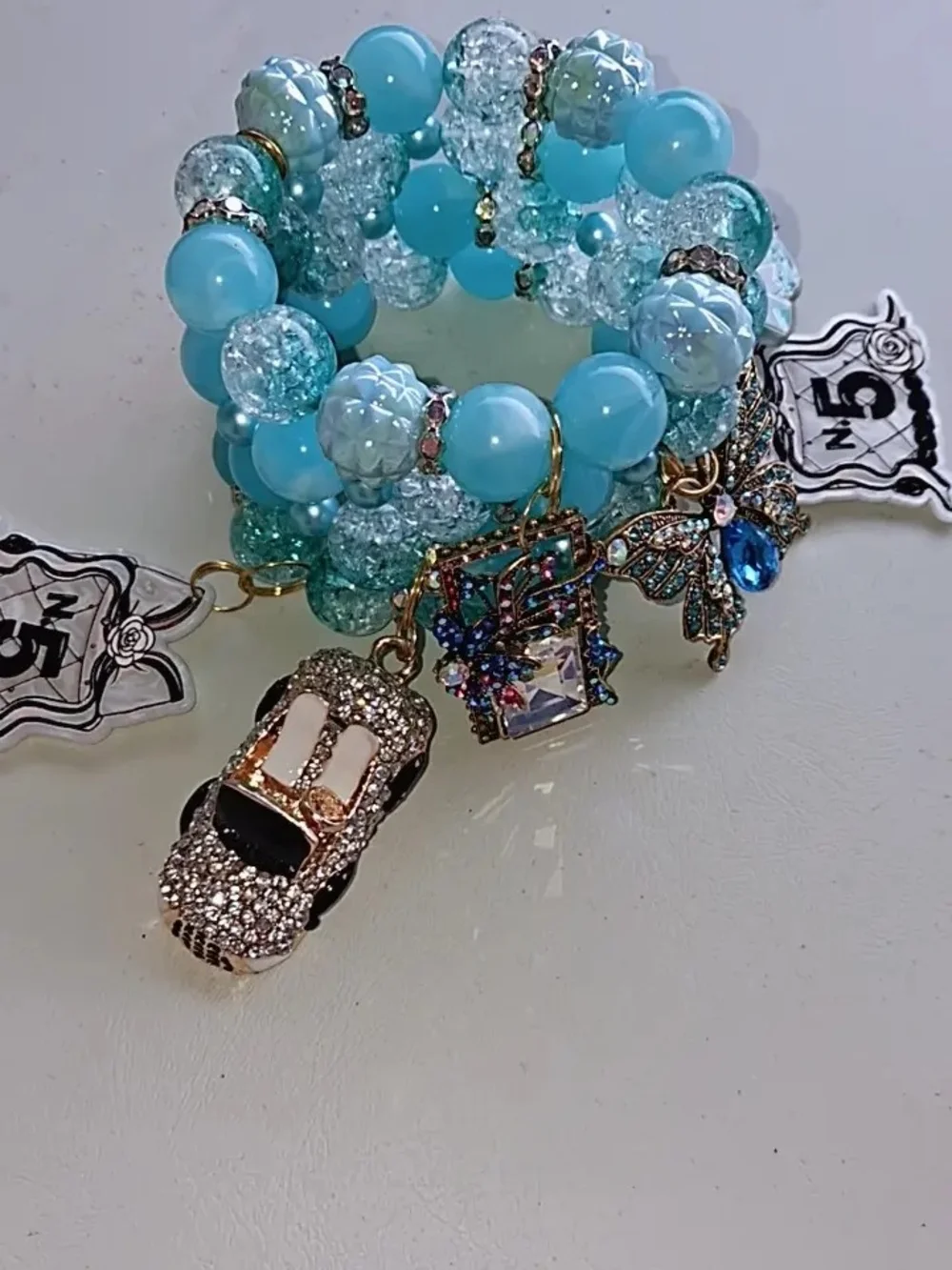 Turquoise Charm Beaded Bracelet - Women Jewelry